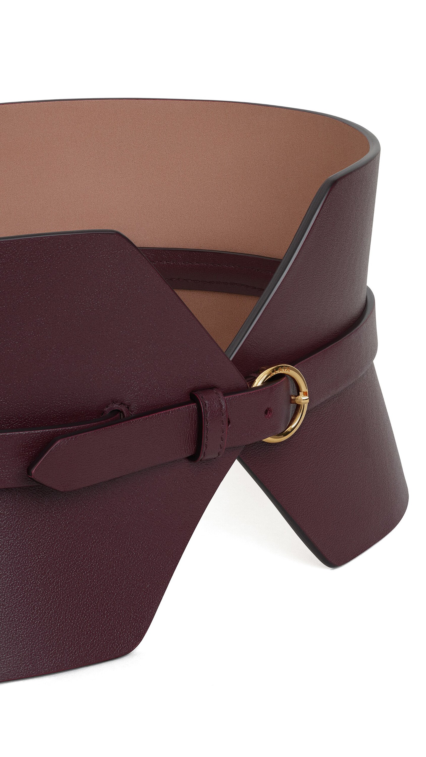 ALA&Iuml;A DOUBLE BUSTIER BELT IN CALFSKIN GARNET RED - View 3