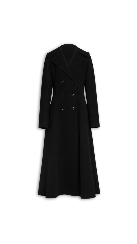 ALA&Iuml;A CINCHED WOOL COAT BLACK