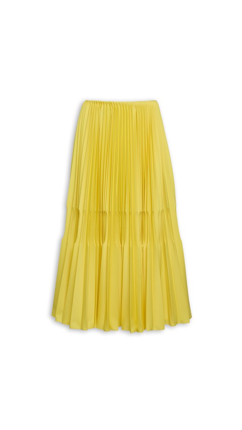 WOOL GABARDINE PLEATED SKIRT