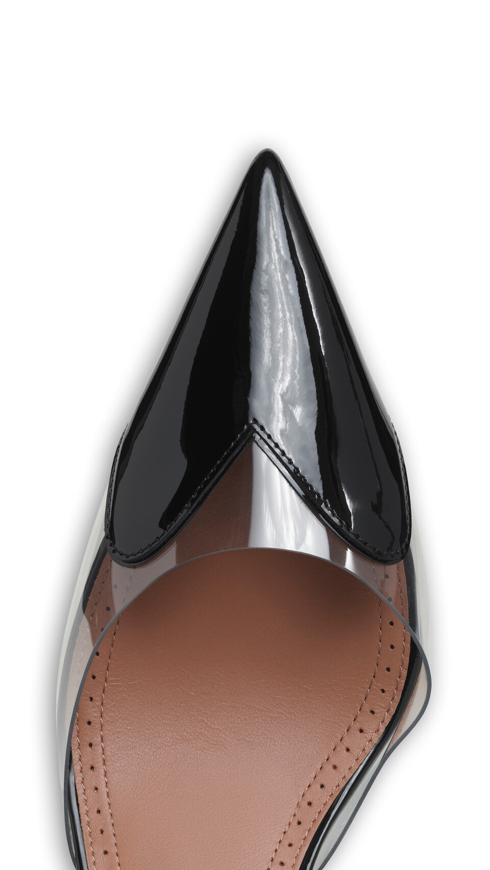 ALA&Iuml;A LE COEUR WEDGE MULES IN PATENT LEATHER BLACK - View 4