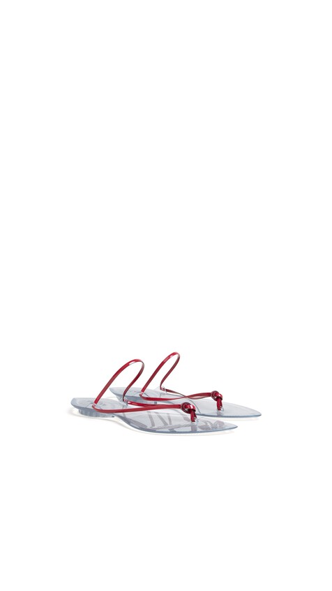 ALA&Iuml;A INVISIBLE THONG IN PATENT LEATHER CARMINE - View 2