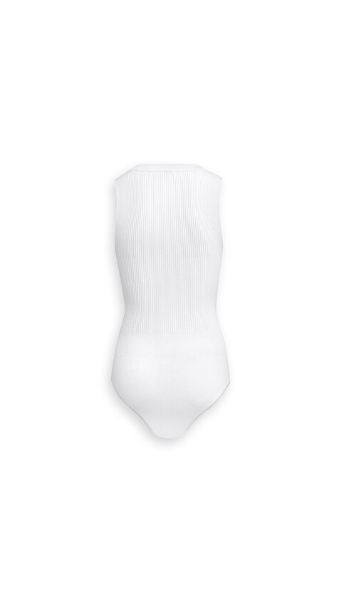 ALA&Iuml;A SLEEVELESS RIBBED KNIT BODYSUIT WHITE - View 2