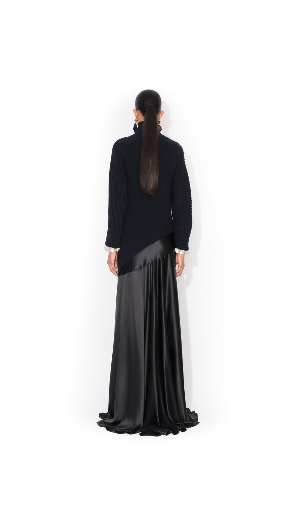 ALA&Iuml;A SLIP SILK DRESS BLACK - View 3