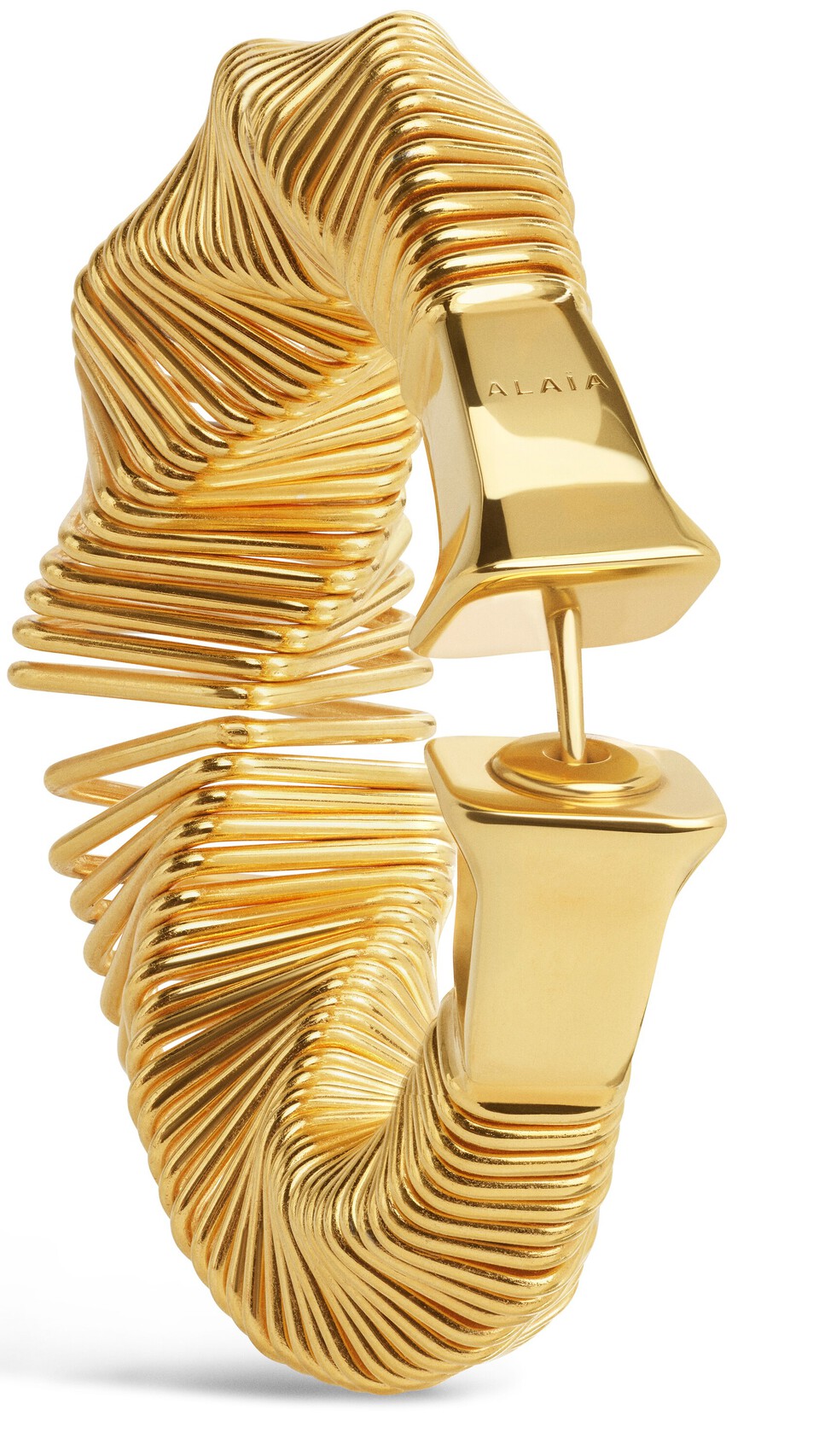 ALA&Iuml;A SQUARE SPIRAL SMALL HOOPS YELLOW GOLD METALS - View 2