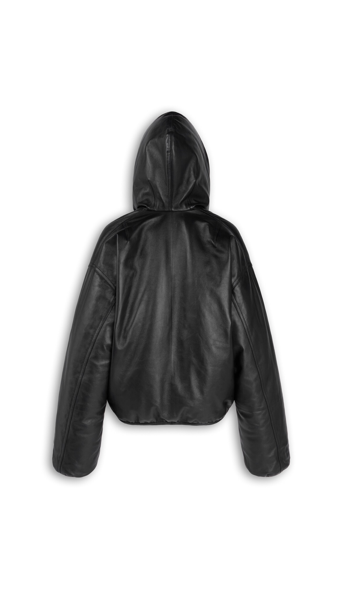 ALA&Iuml;A HOODED LEATHER BOMBER BLACK - View 5