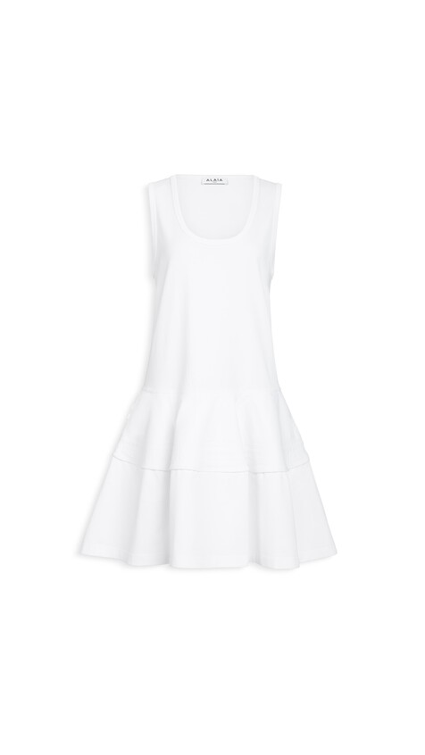 ALA&Iuml;A COTTON JERSEY TANK DRESS WHITE