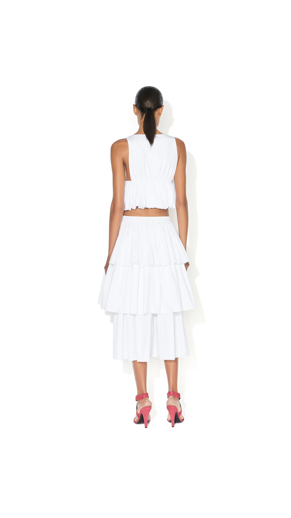 ALA&Iuml;A OPENWORK COTTON PEPLUM TOP WHITE - View 4