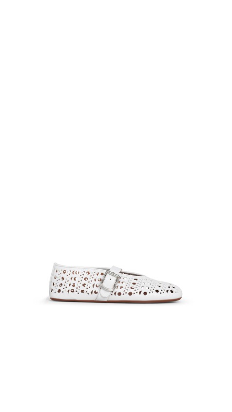 ALA&Iuml;A BALLET FLATS IN VIENNE LAMBSKIN OFF-WHITE
