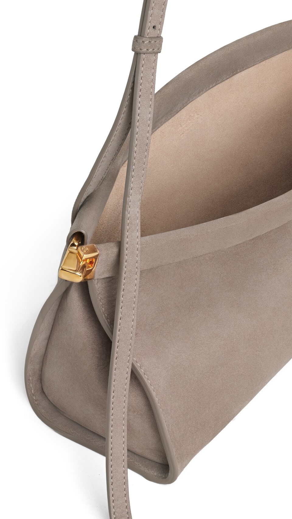 ALA&Iuml;A LE CLICK EAST WEST MEDIUM BAG IN NUBUCK MIST - View 3