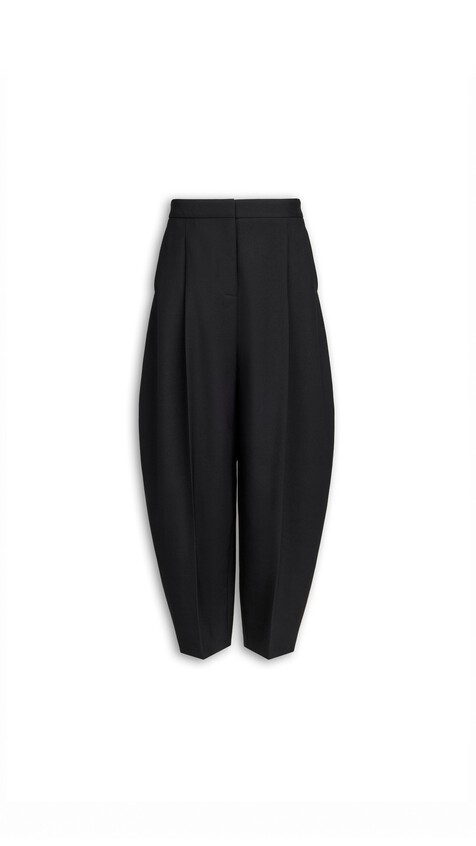 ALA&Iuml;A WOOL GABARDINE ROUND PANTS BLACK
