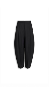 BLACK - ALA&Iuml;A WOOL GABARDINE ROUND PANTS