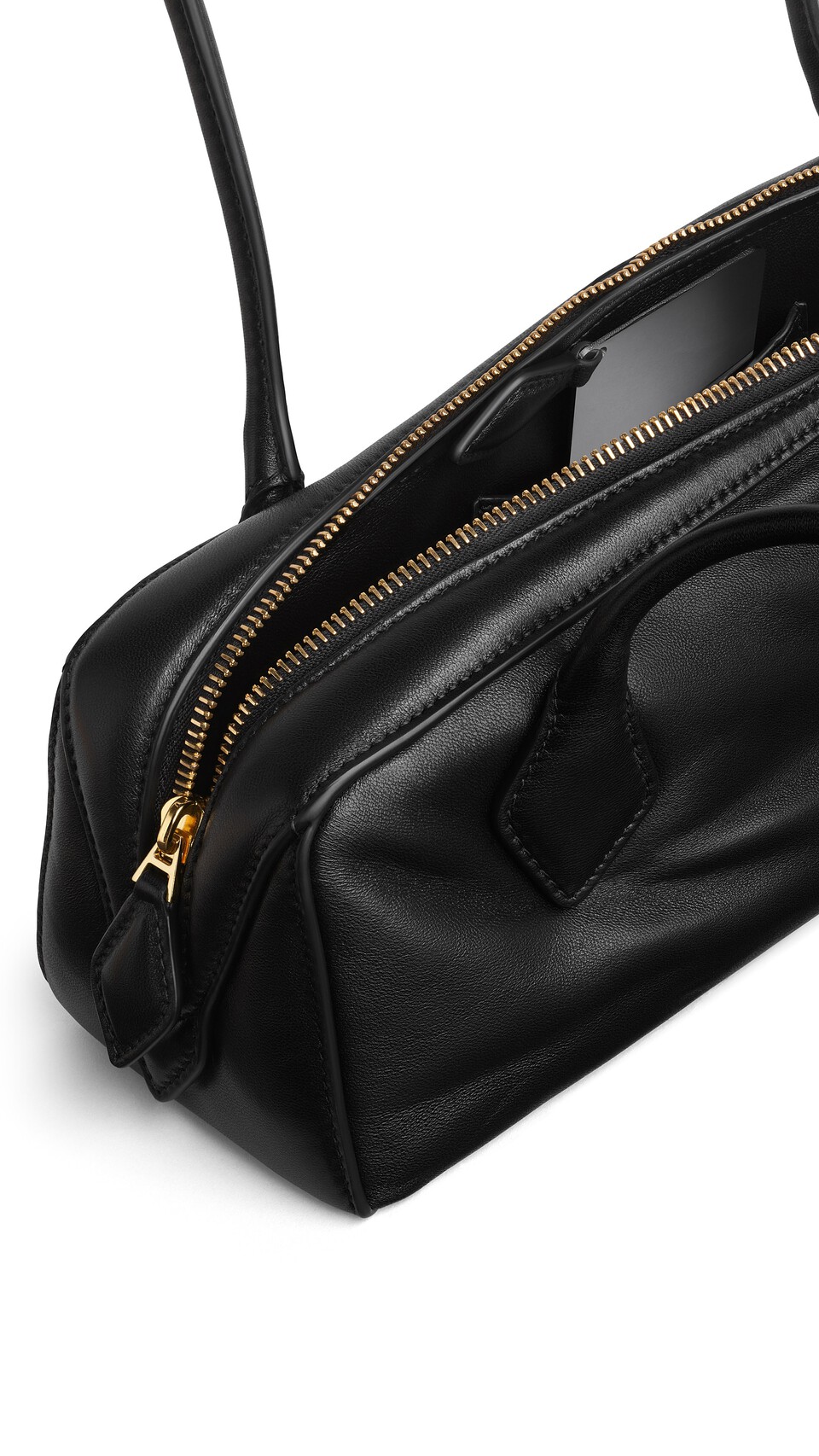 ALA&Iuml;A LE TECKEL MEDIUM BAG IN PADDED LEATHER BLACK - View 3