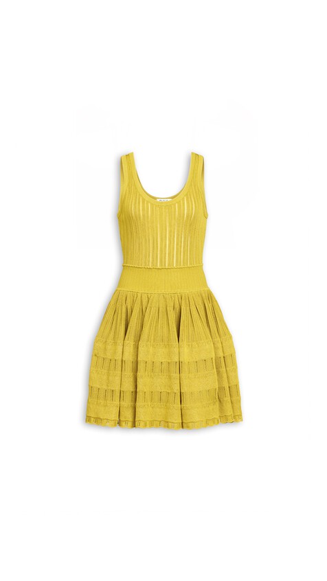 ALA&Iuml;A CRINOLINE KNIT DRESS LIME