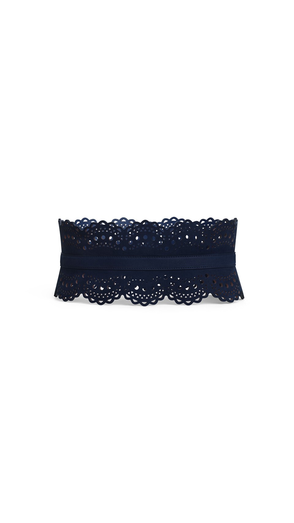 ALA&Iuml;A BUSTIER BELT IN PERFORATED VIENNE NUBUCK BLUE - View 2