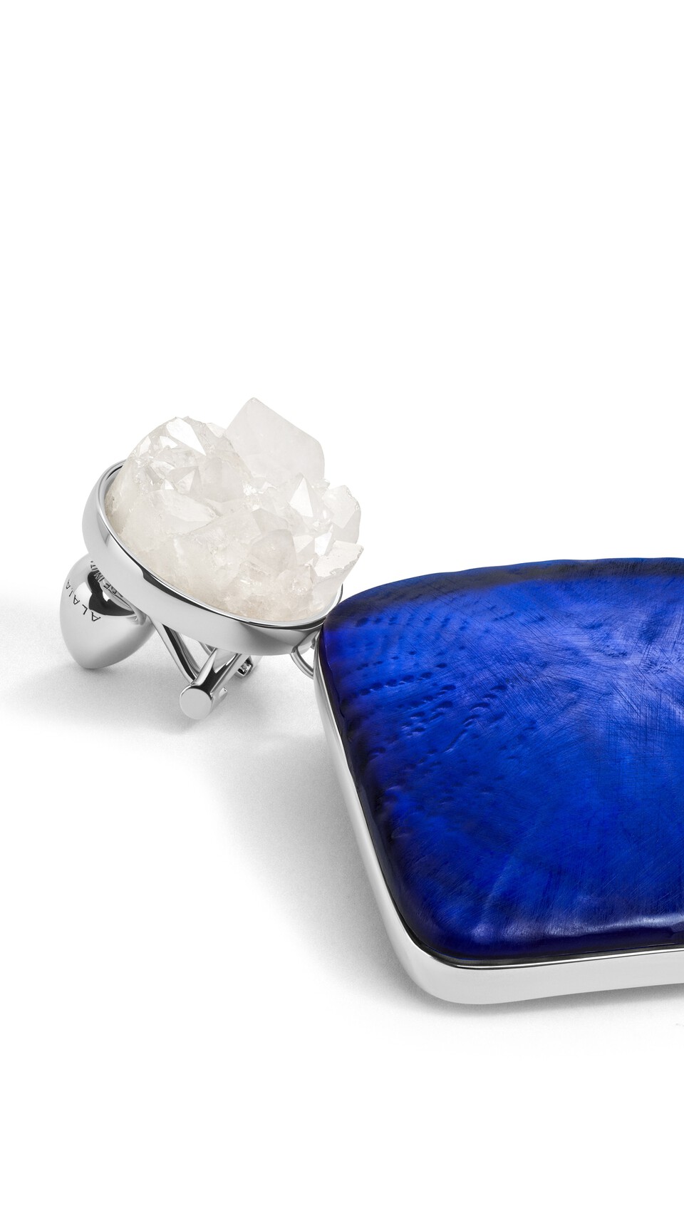 ALA&Iuml;A PENDANT EARRINGS IN ROCK CRYSTAL & PLEXI WHITE/SILVER - View 2