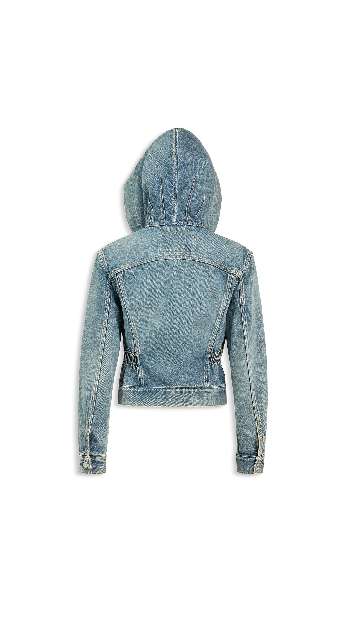 ALA&Iuml;A HOODED DENIM JACKET FADED BLUE - View 2