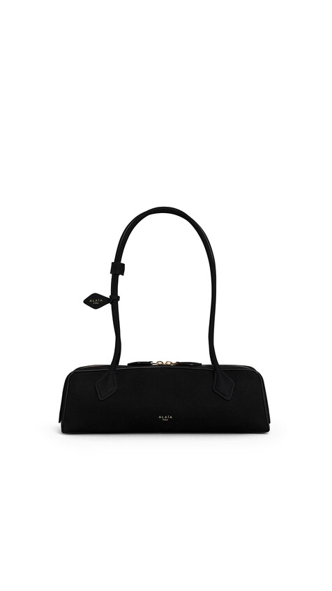 ALA&Iuml;A LE TECKEL MEDIUM BAG IN NUBUCK BLACK/GOLD
