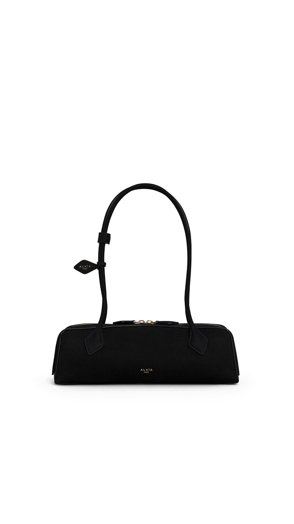 ALA&Iuml;A LE TECKEL MEDIUM BAG IN NUBUCK BLACK/GOLD