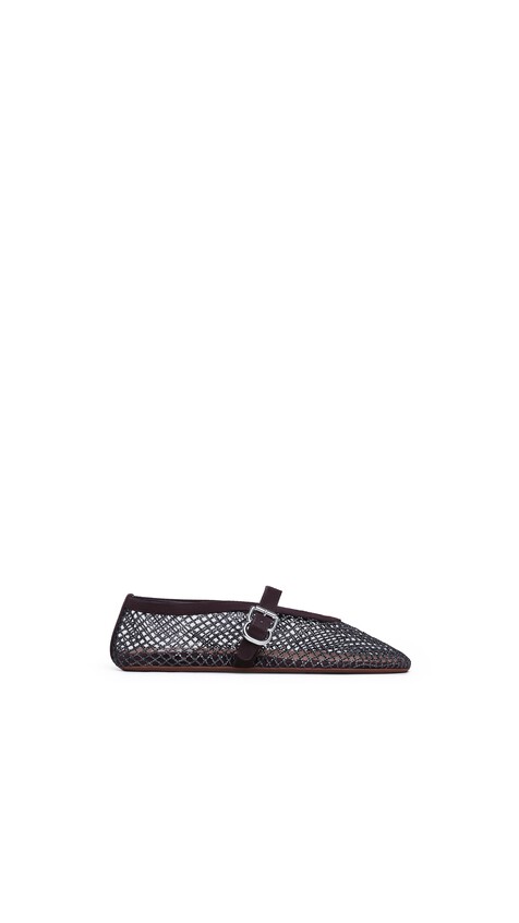 ALA&Iuml;A BALLET FLATS IN STRASS FISHNET DARK BROWN
