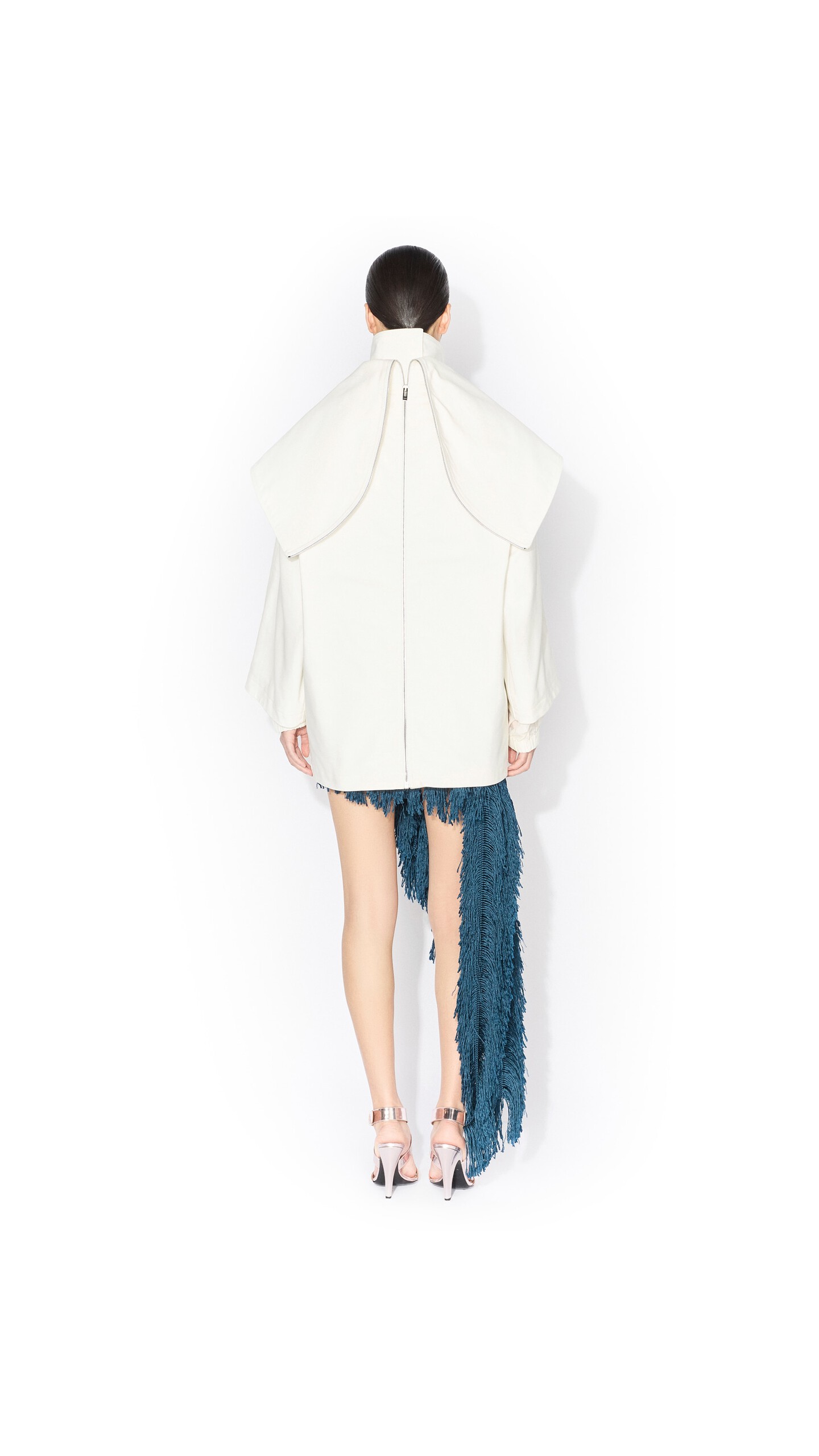 ALA&Iuml;A LAYERED COTTON PARKA WHITE - View 3