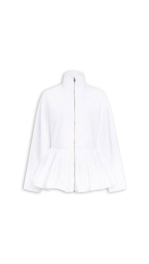 ALA&Iuml;A COTTON POPLIN PEPLUM JACKET WHITE