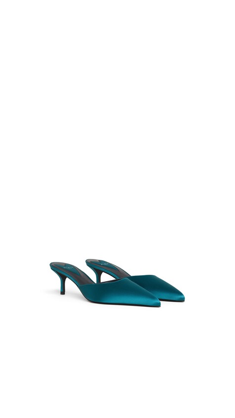 ALA&Iuml;A LE C&OElig;UR MULES IN SATIN EMERALD - View 2