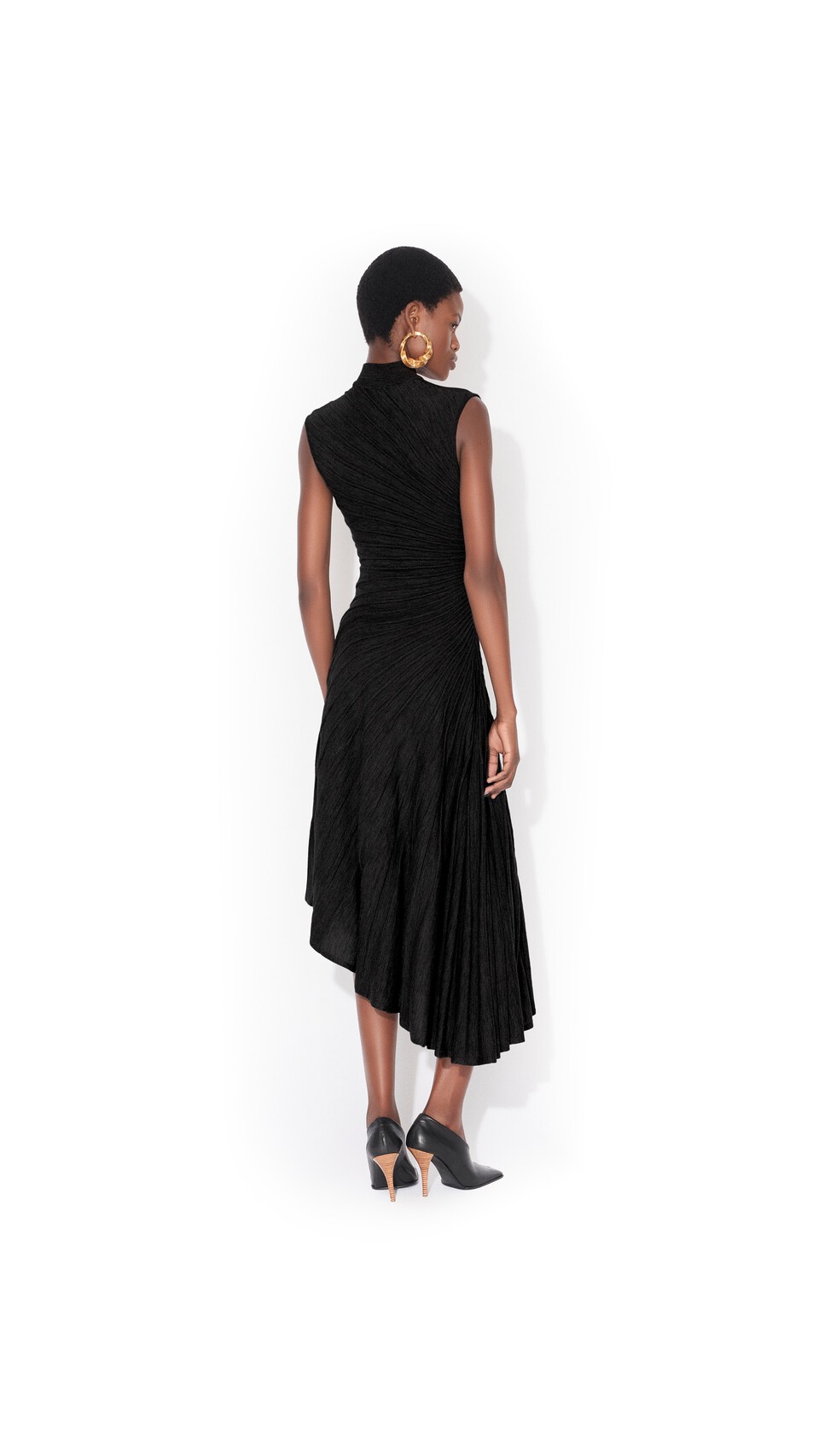 ALA&Iuml;A SCULPTING WOOL DRESS BLACK - View 3