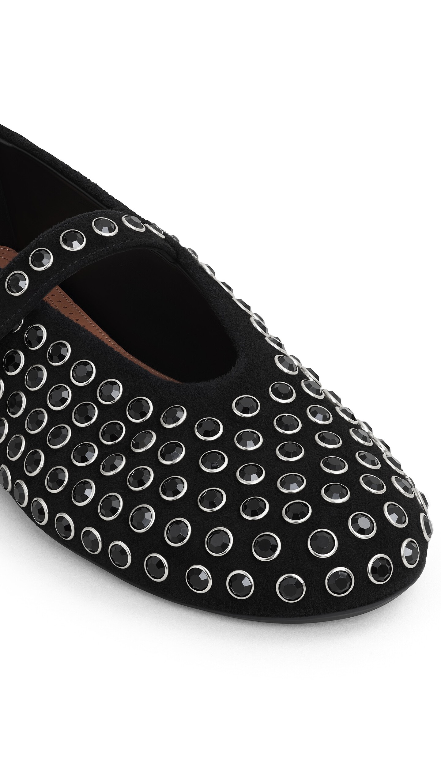 ALA&Iuml;A STRASS SUEDE BALLET FLATS BLACK - View 3