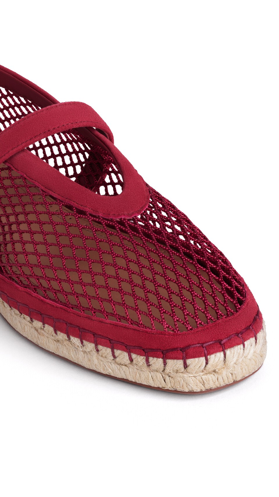 ALA&Iuml;A ESPADRILLES IN FISHNET AND SUEDE CARMINE - View 3