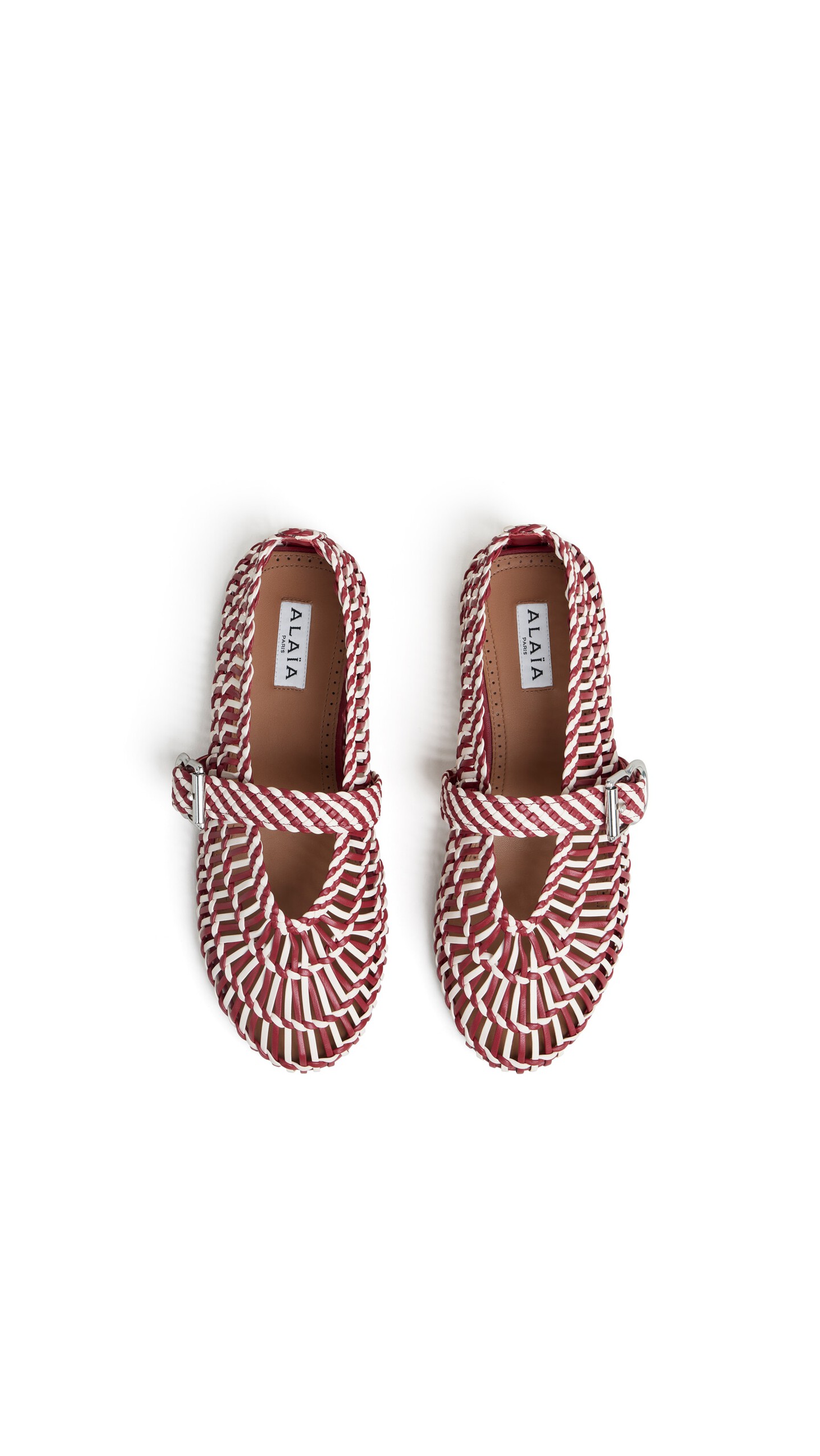ALA&Iuml;A BALLET FLATS IN WEAVED LAMBSKIN CARMINE - View 4