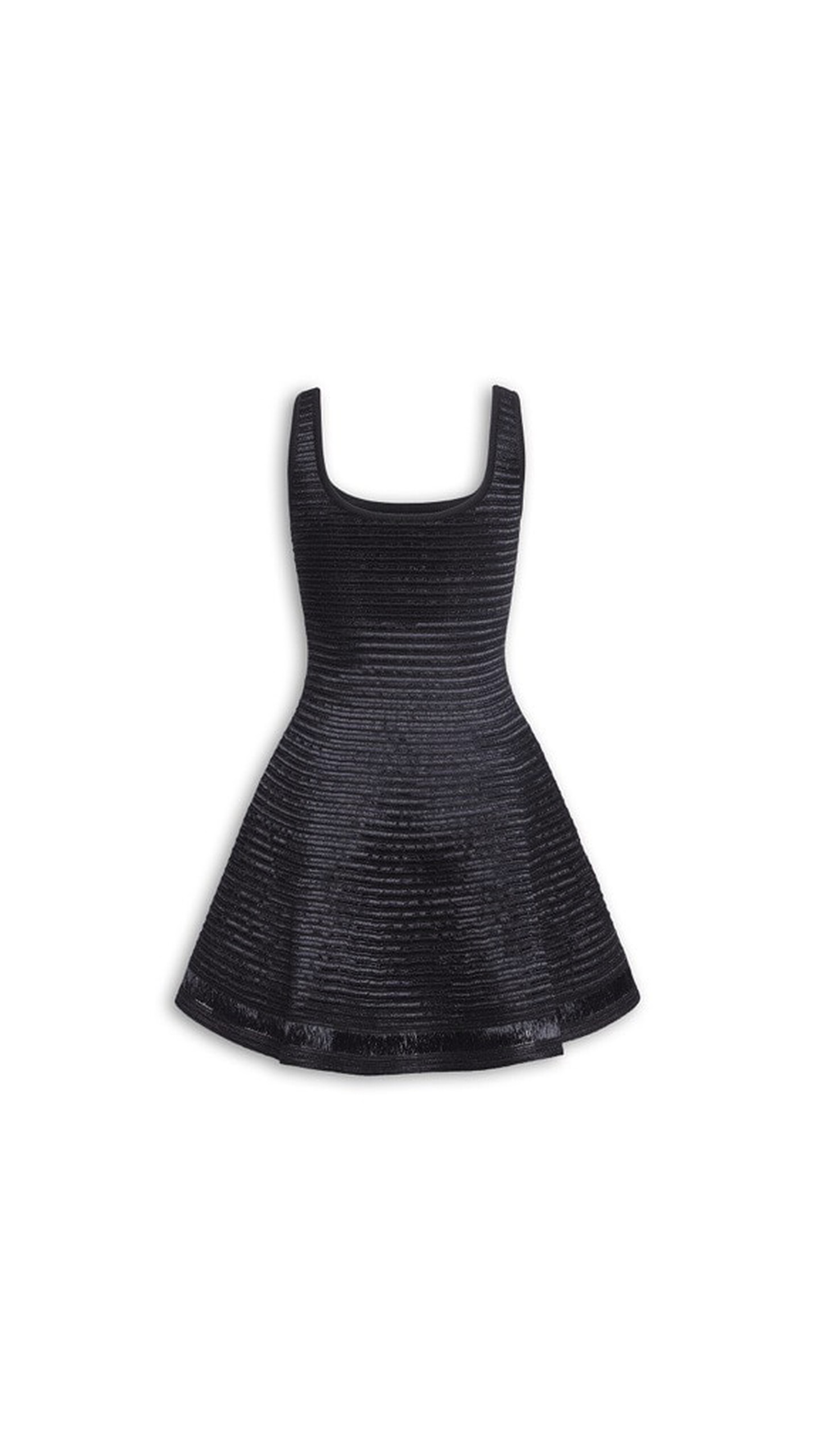 ALA&Iuml;A KNITTED SKATER DRESS BLACK - View 2