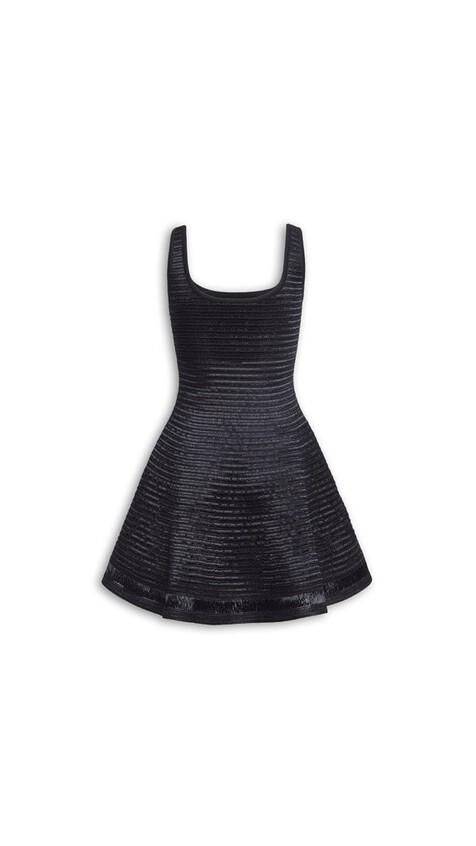 ALA&Iuml;A KNITTED SKATER DRESS BLACK - View 2