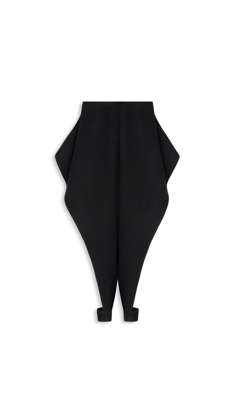 ALA&Iuml;A FELTED WOOL TRIANGLE PANTS BLACK