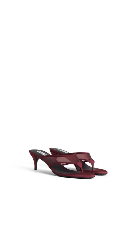 ALA&Iuml;A MULES TONG IN MESH BORDEAUX - View 2