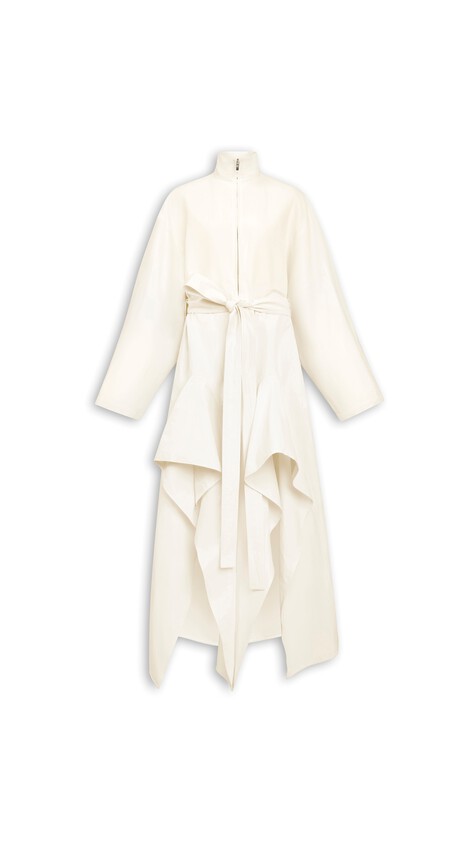 ALA&Iuml;A POPLIN RUFFLE JUMPSUIT IVORY