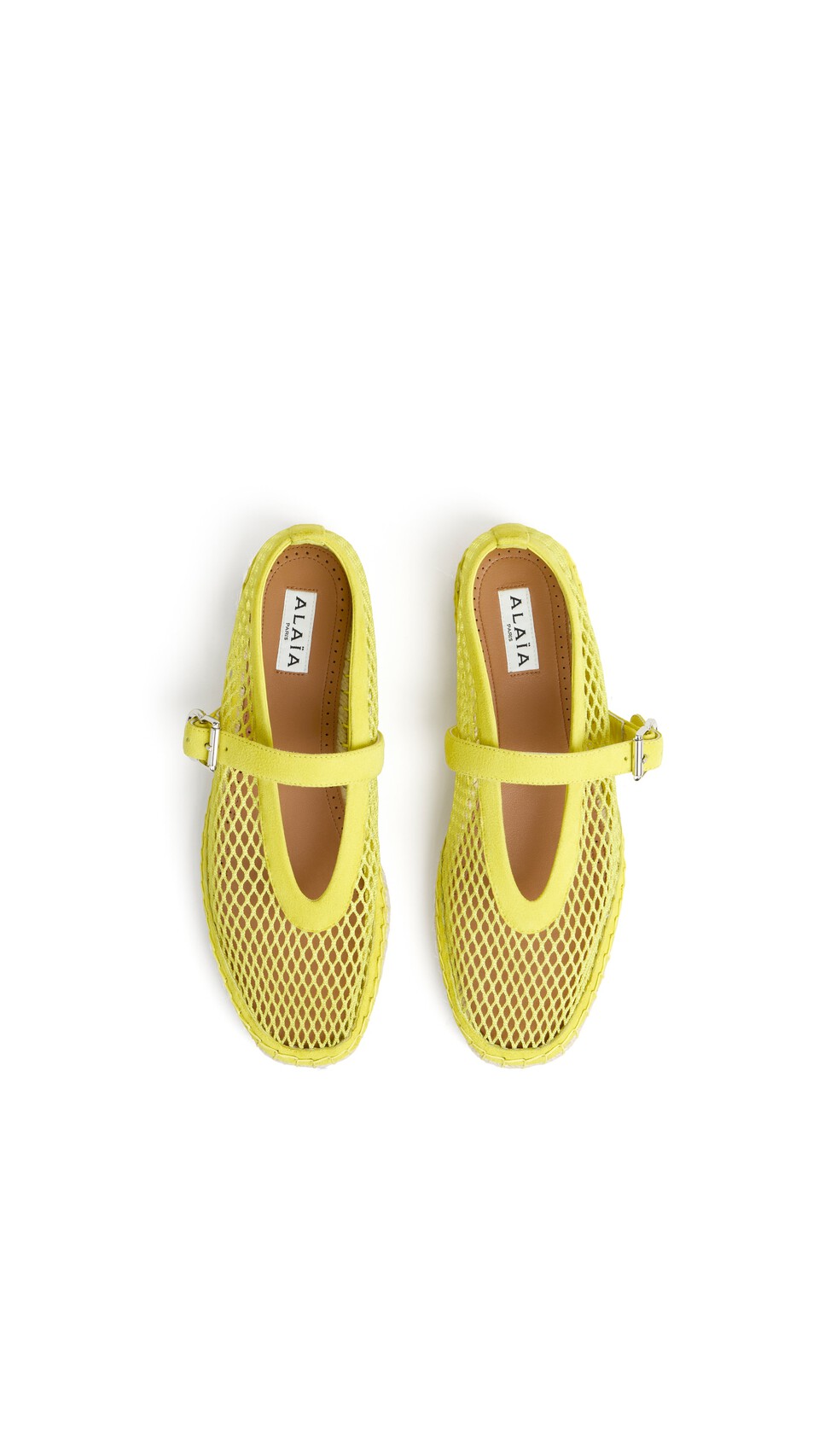 ALA&Iuml;A ESPADRILLES IN FISHNET AND SUEDE LEMON YELLOW - View 4