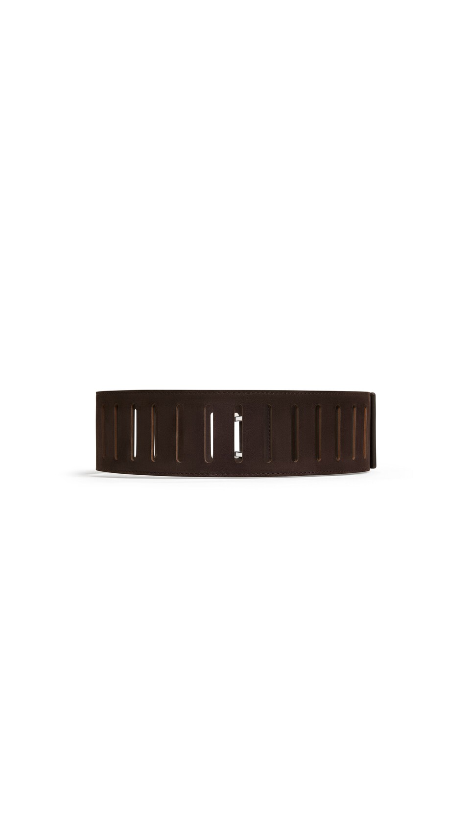 ALA&Iuml;A RECTANGULAR LARGE BELT IN NUBUCK DARK BROWN - View 2