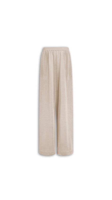 ALA&Iuml;A FLUID SILK LINEN PANTS BEIGE