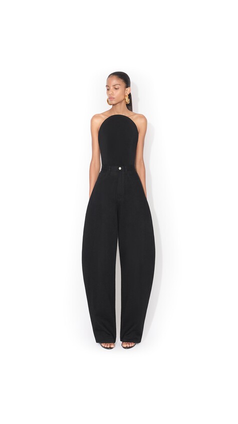 ALA&Iuml;A ROUND DENIM PANTS BLACK - View 2