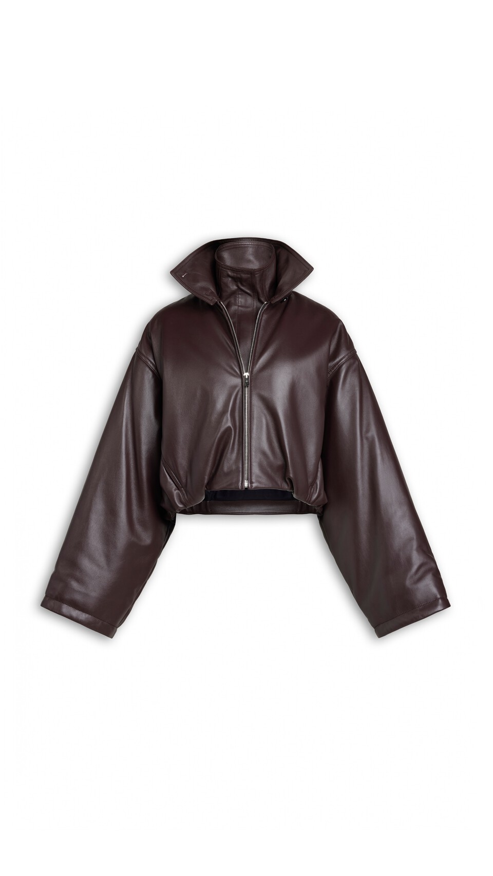 ALA&Iuml;A LAYERED LEATHER BOMBER JACKET MAHOGANY