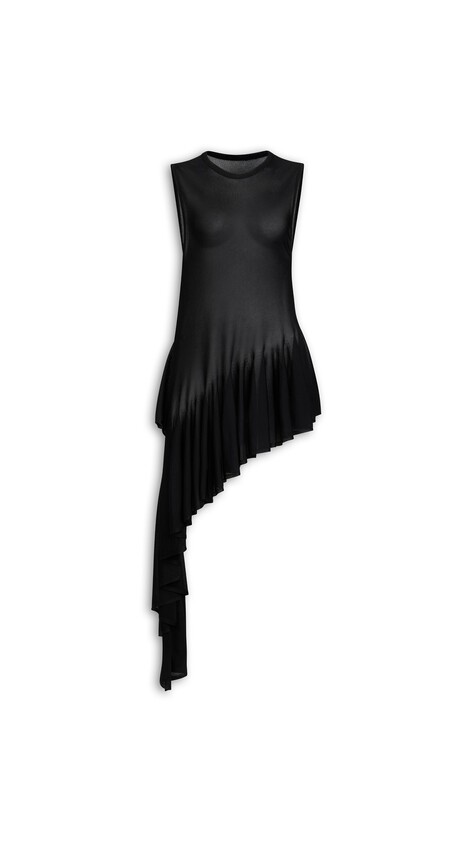 ALA&Iuml;A ASYMMETRIC GODET TOP BLACK