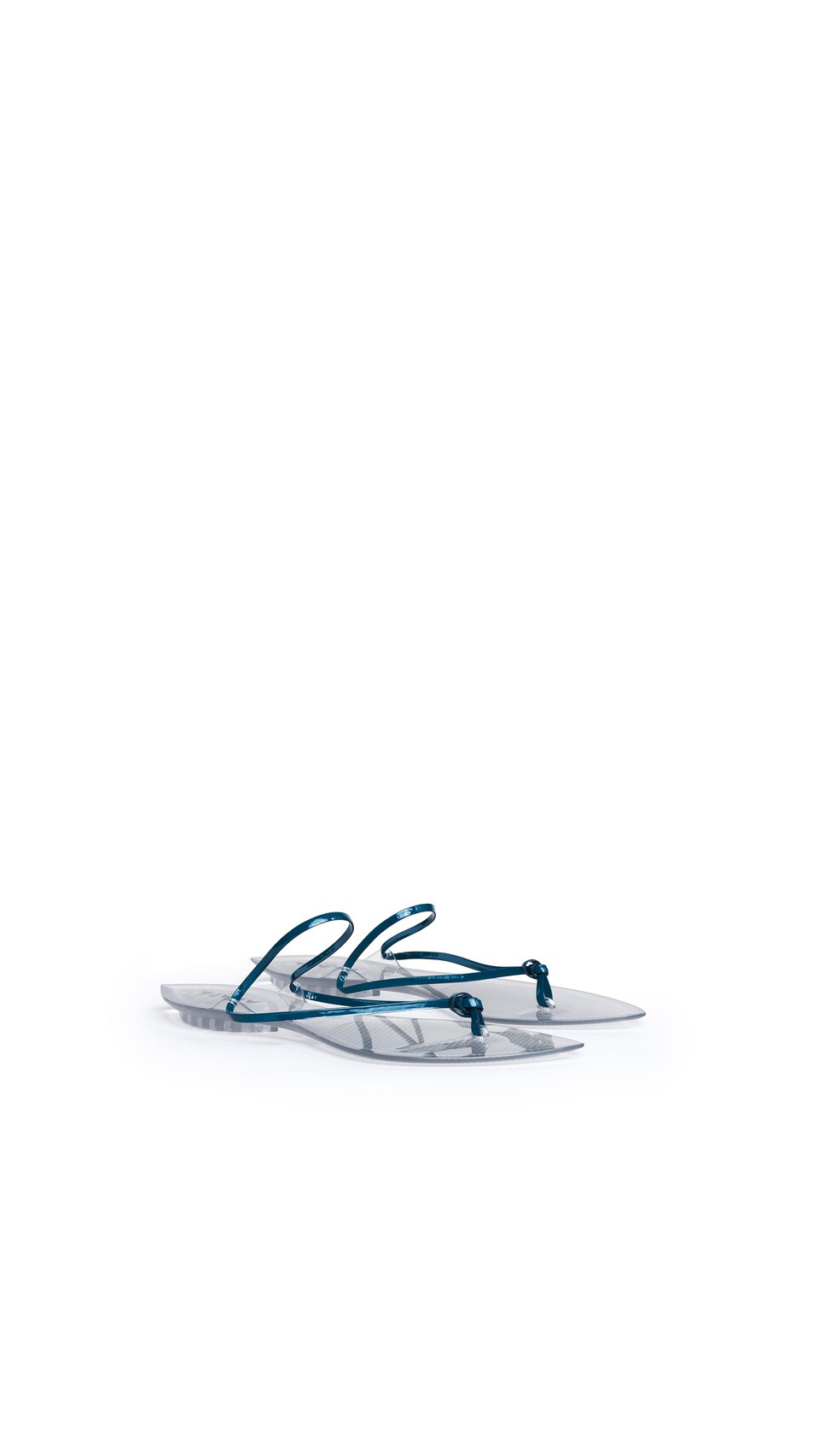 ALA&Iuml;A INVISIBLE THONG IN PATENT LEATHER CHINA BLUE - View 2