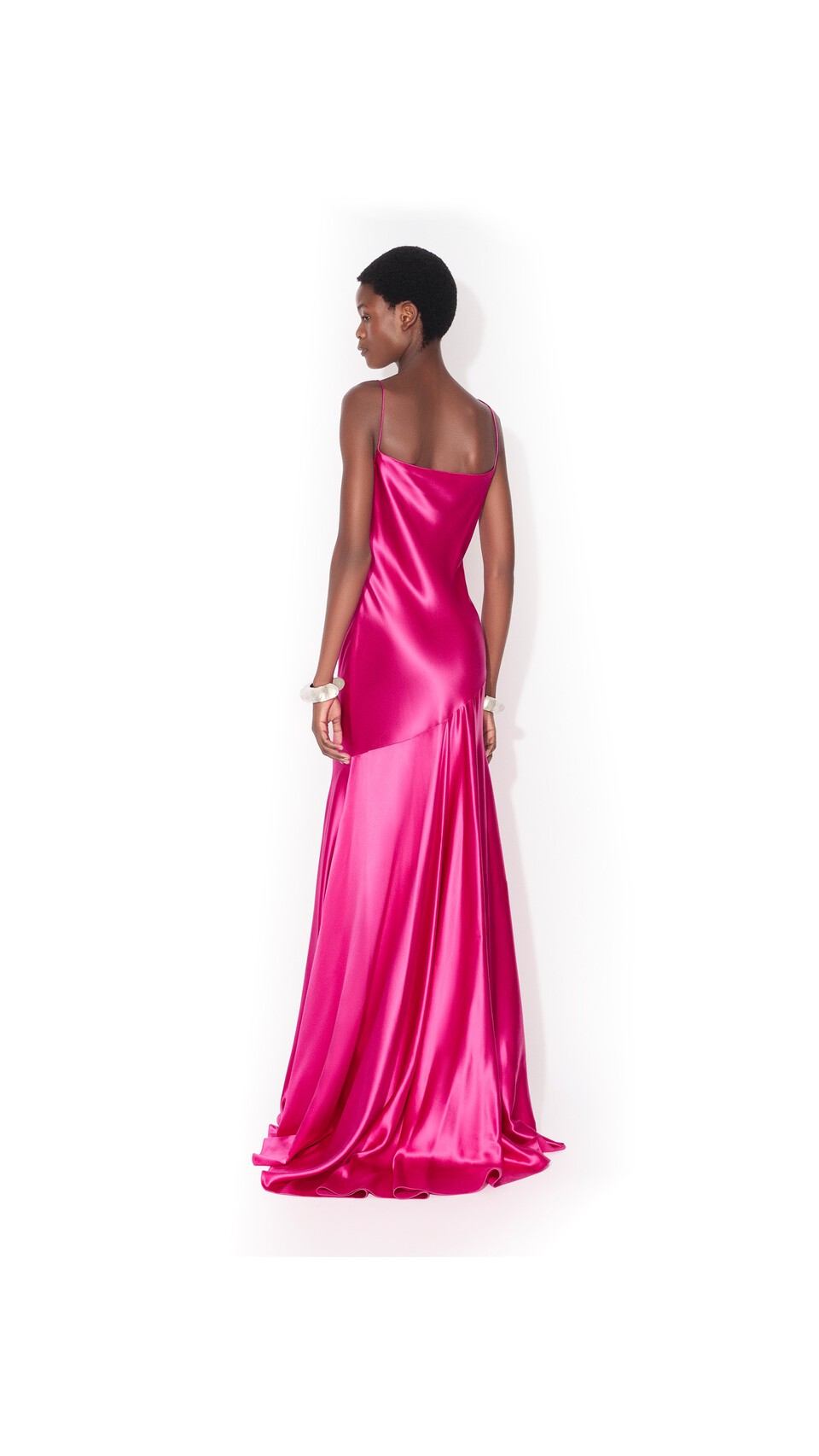 ALA&Iuml;A SLIP SILK DRESS PINK - View 3