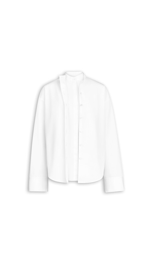 ALA&Iuml;A LAYERED POPLIN SHIRT WHITE