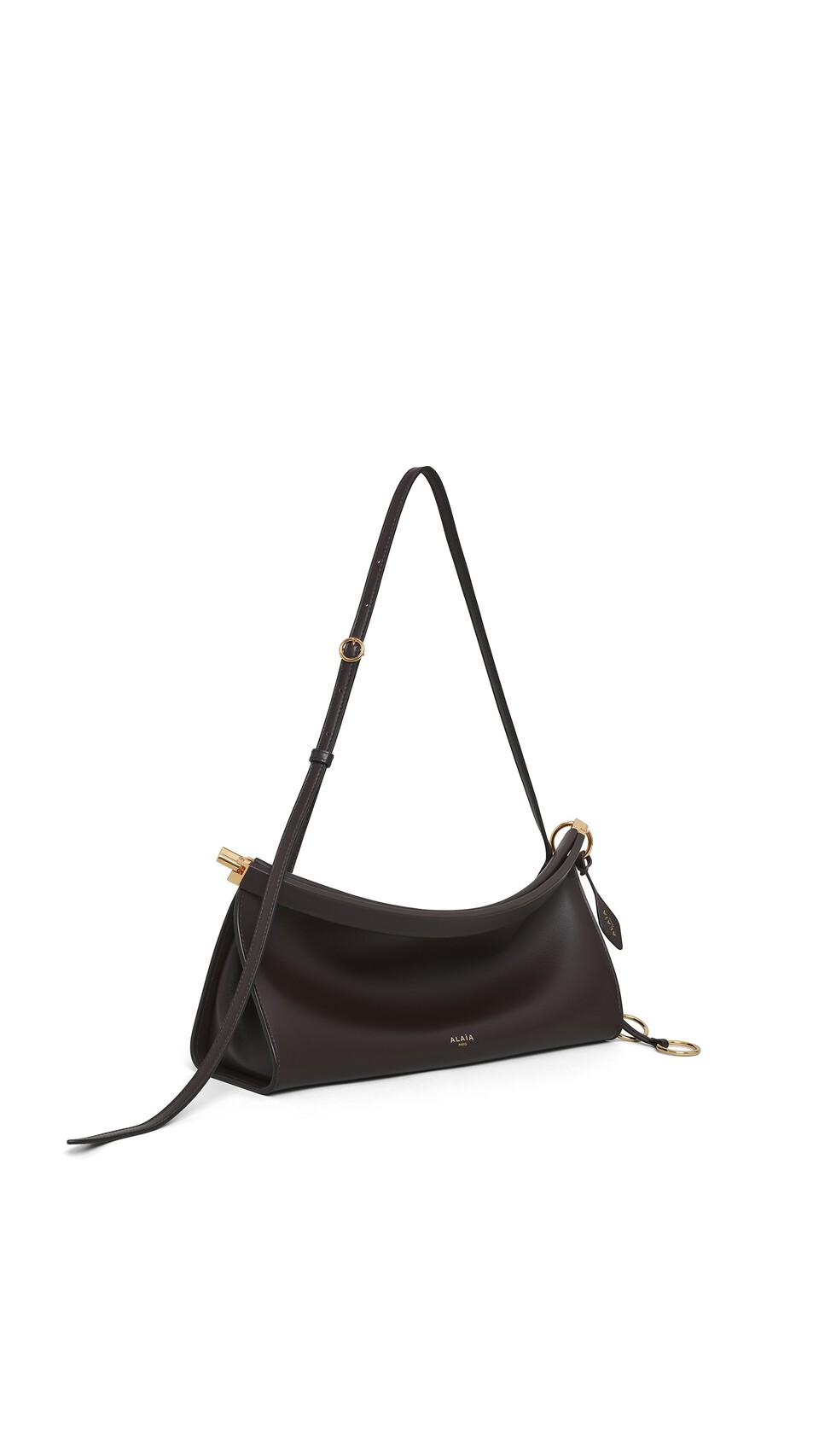 ALA&Iuml;A LE CLICK EAST WEST MEDIUM BAG IN CALFSKIN DARK BROWN - View 2