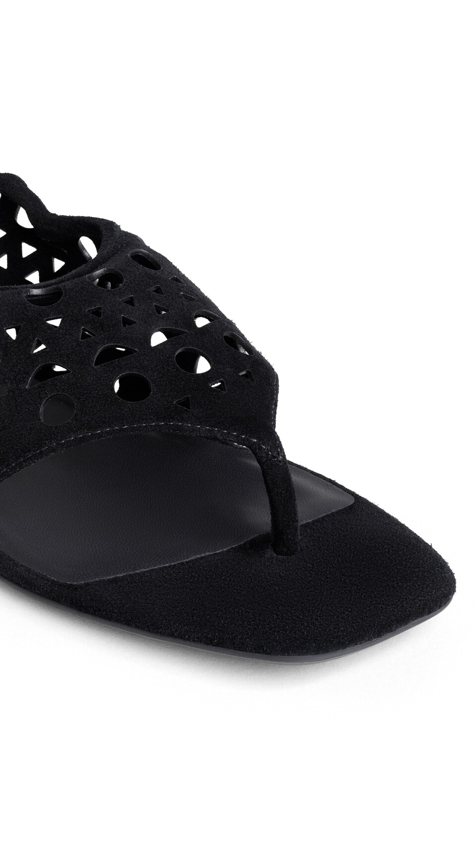 ALA&Iuml;A VIENNE THONG SANDALS IN VELVET CALFSKIN BLACK - View 3