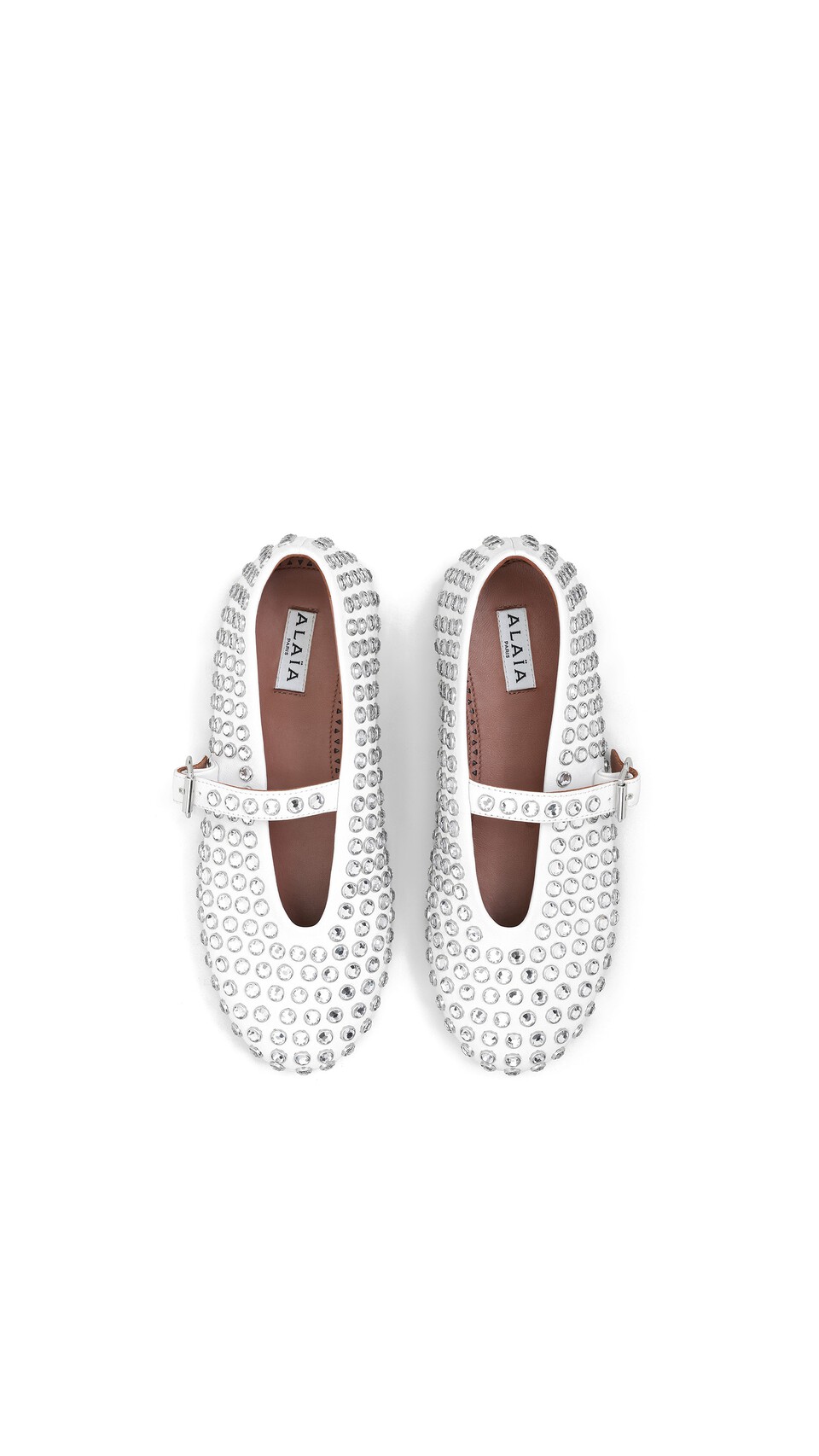 ALA&Iuml;A STRASS LAMBSKIN BALLET FLATS OFF-WHITE - View 4