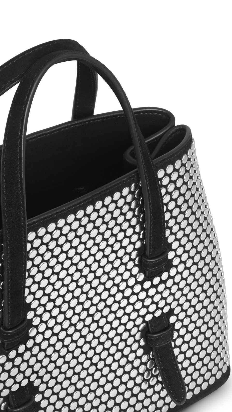 ALA&Iuml;A MINA 20 BAG IN SUEDE WITH STUDS  BLACK - View 3