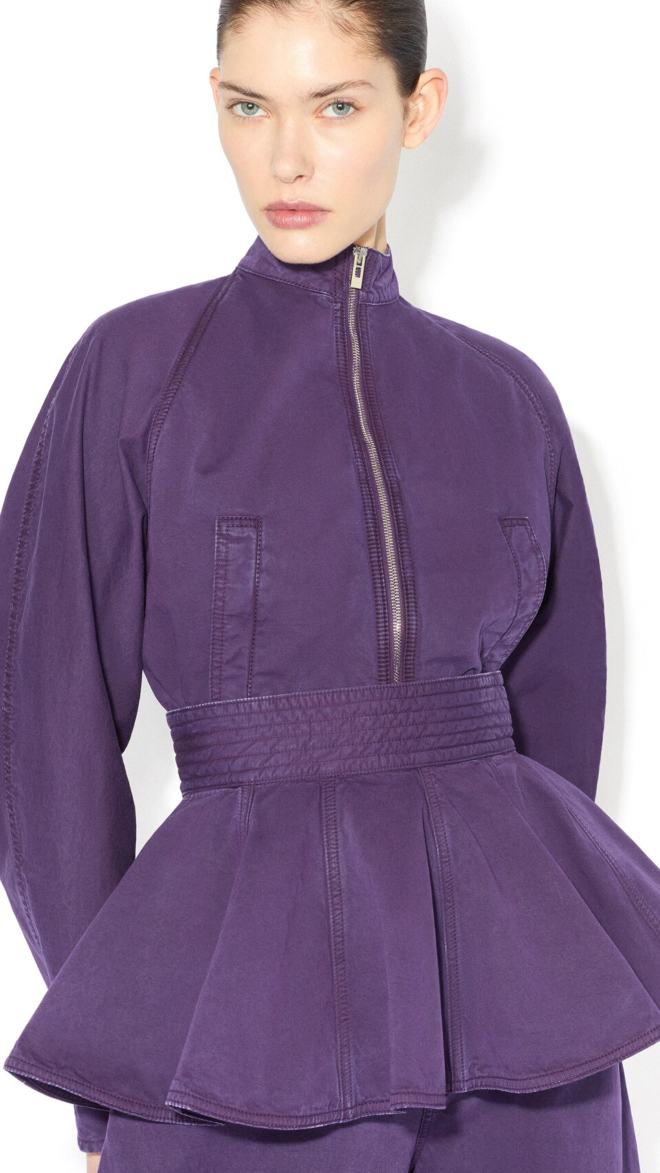 ALA&Iuml;A ROUND DENIM JACKET VIOLET - View 4