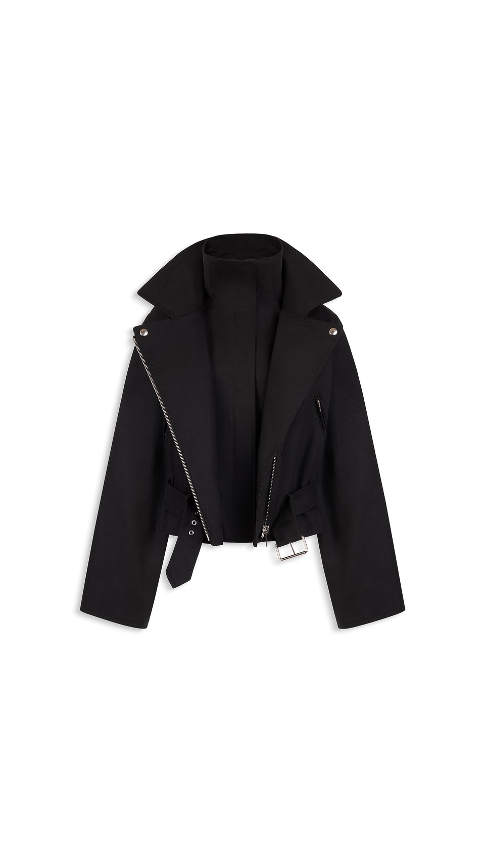 ALA&Iuml;A LAYERED COTTON BIKER JACKET BLACK - View 4
